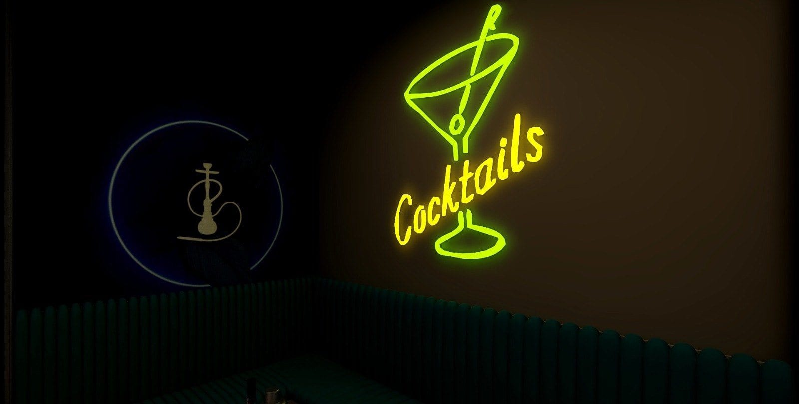 Café & Lounge at Karkardooma — feature wall with neon signage