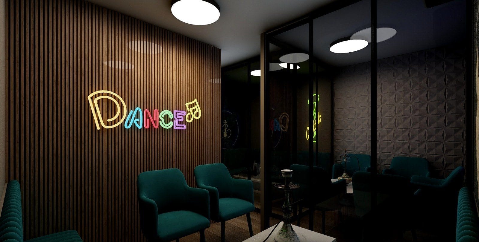 Café & Lounge at Karkardooma — lounge seating with timber screen