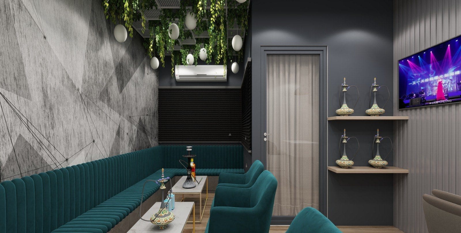 Café & Lounge at Karkardooma — lounge with planted ceiling