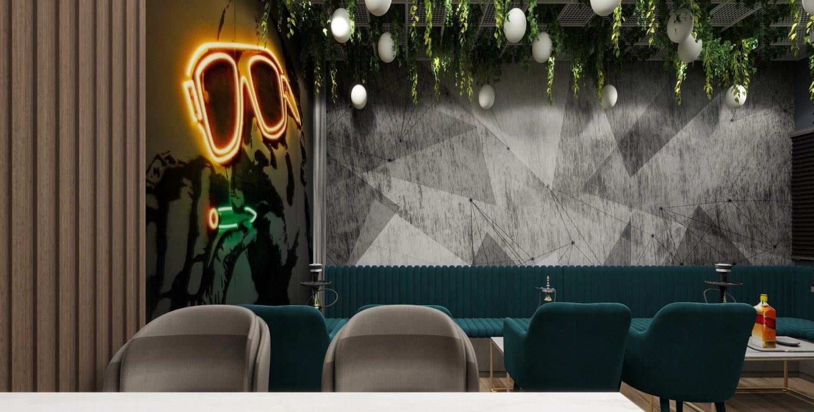Café & Lounge at Karkardooma — seating and neon wall detail