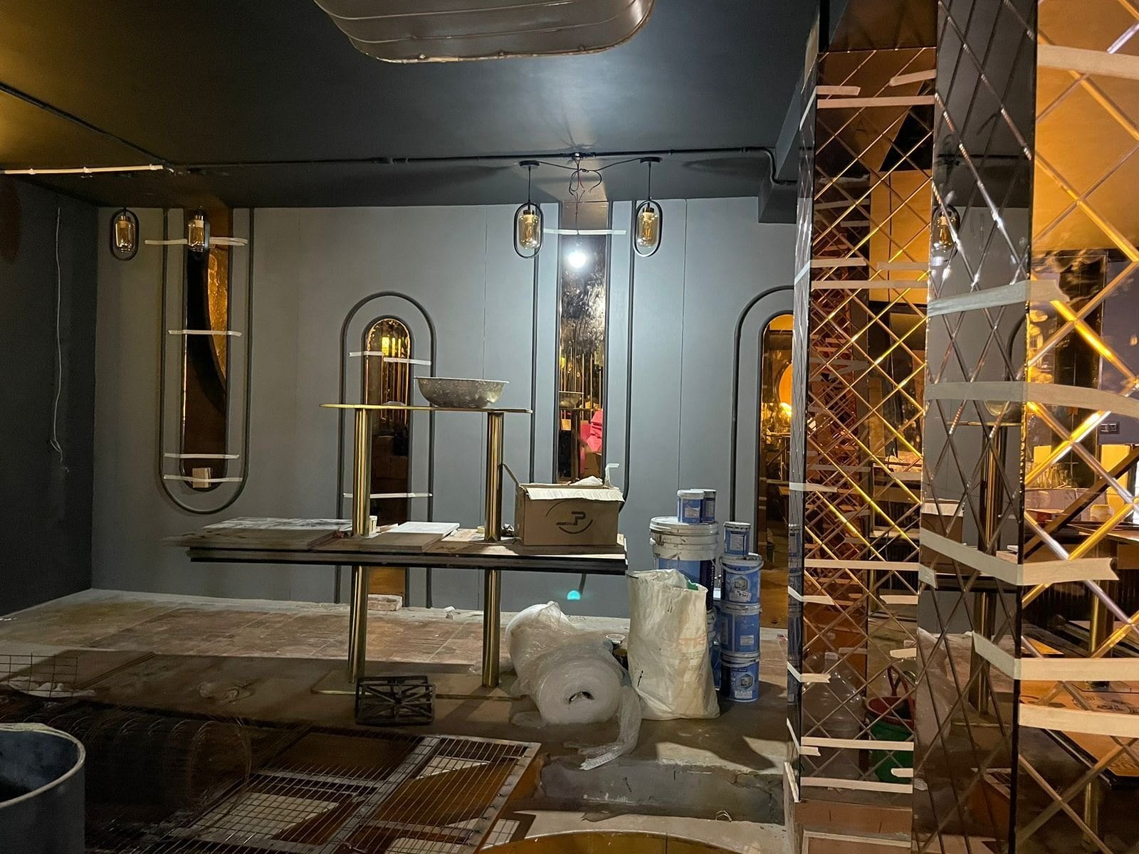 Café at Hudson Lane — arched niches and ceiling installation