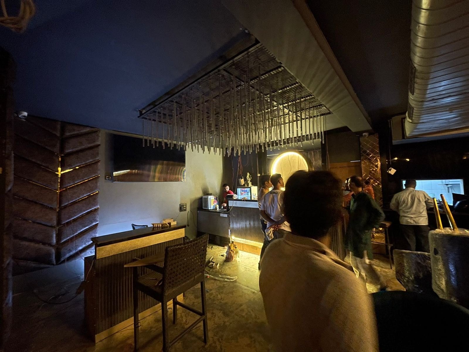 Café at Hudson Lane — bar counter and fluted timber ceiling