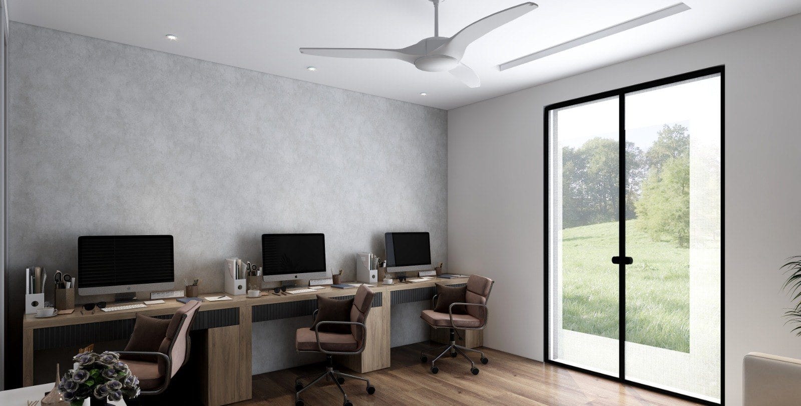 Office at Faridabad — workstation run beside the window