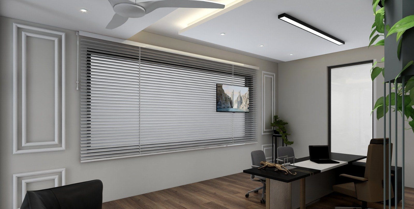 Office at Faridabad — workstation with panelled wall
