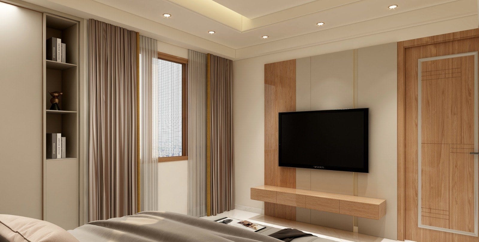 Residence at Raj Garden City, Raj Nagar Extension — bedroom with open shelving