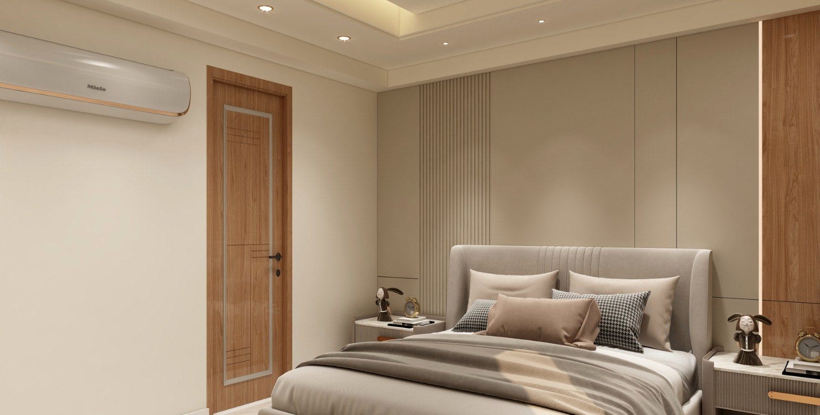 Residence at Raj Garden City, Raj Nagar Extension — bedroom with panelled wall