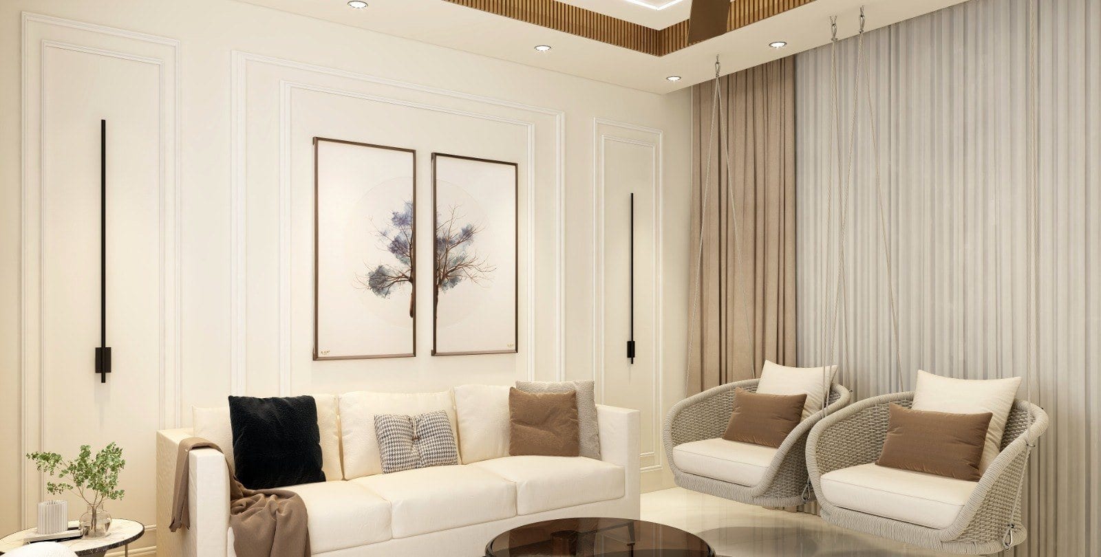 Residence at Raj Garden City, Raj Nagar Extension — living room design view