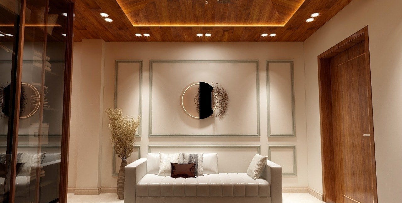 Residence at Bhajanpura — bedroom with arched mirror detail