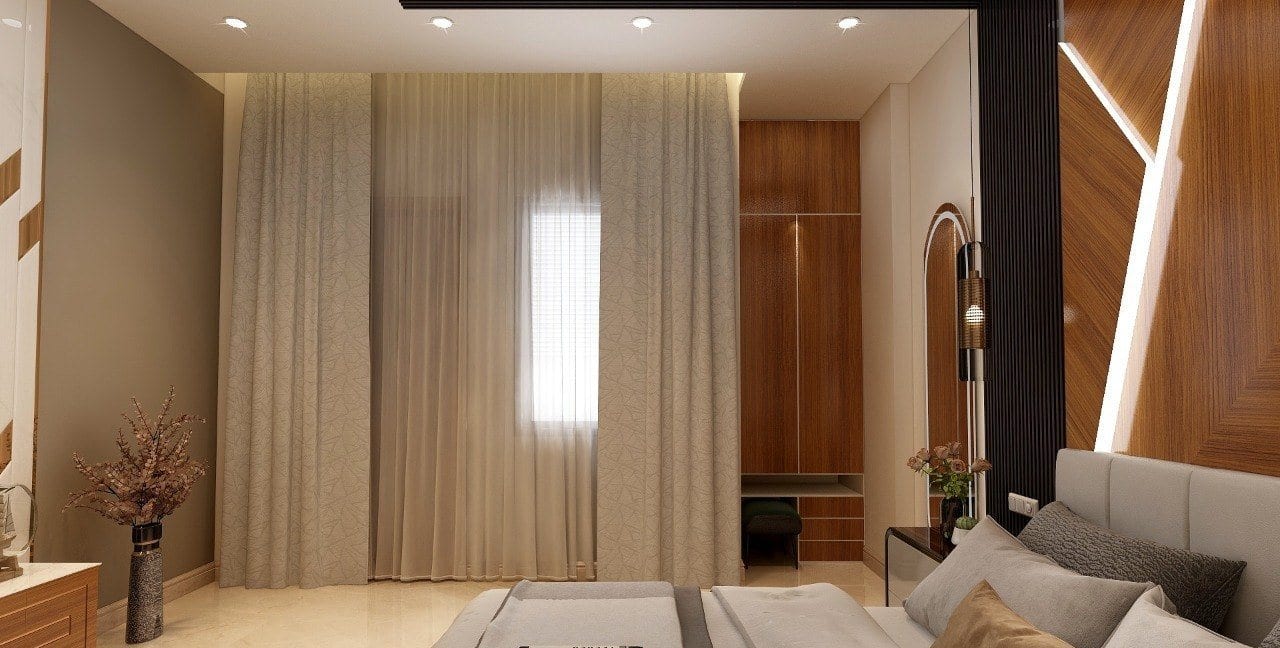 Residence at Bhajanpura — bedroom with backlit ceiling recess