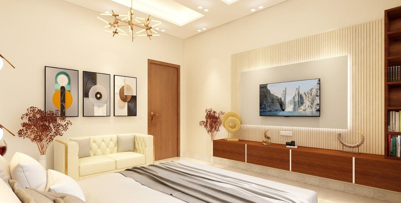 Residence at Bhajanpura — bedroom with seating alcove