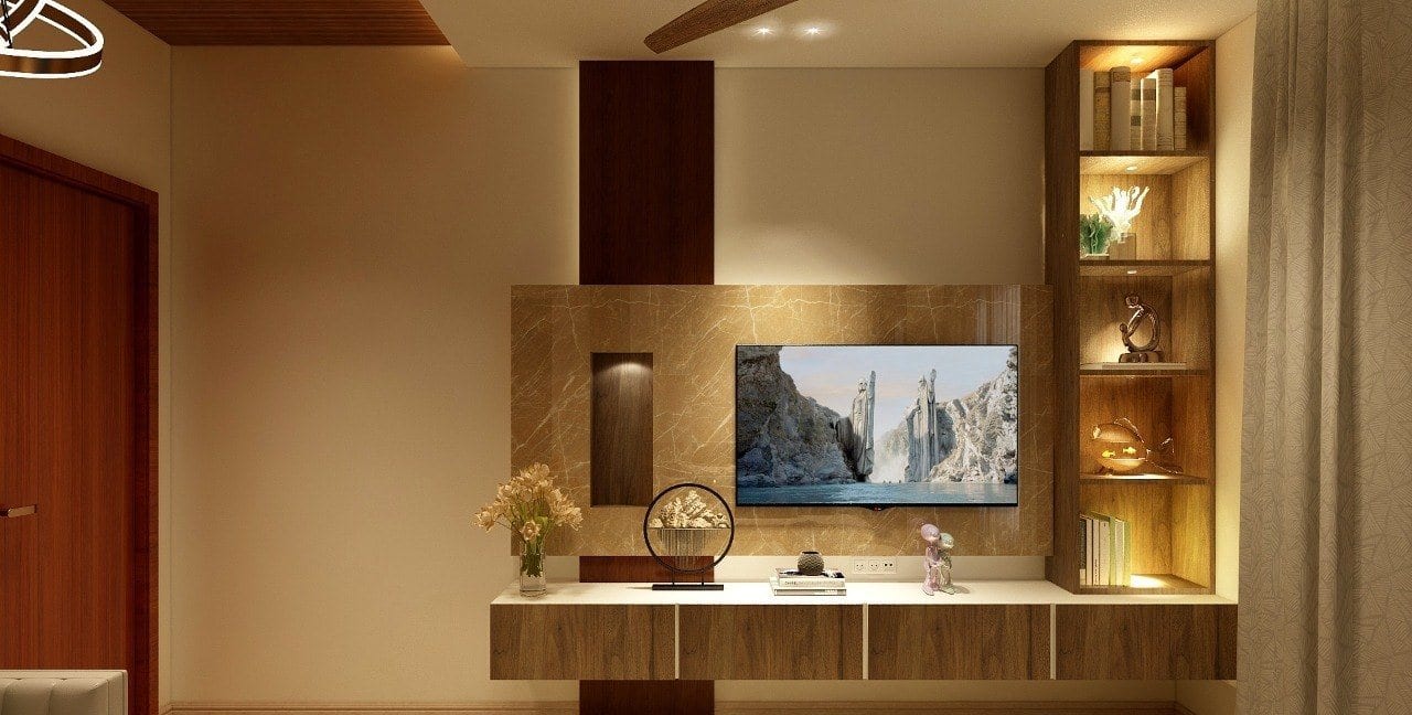 Residence at Bhajanpura — display and storage unit detail