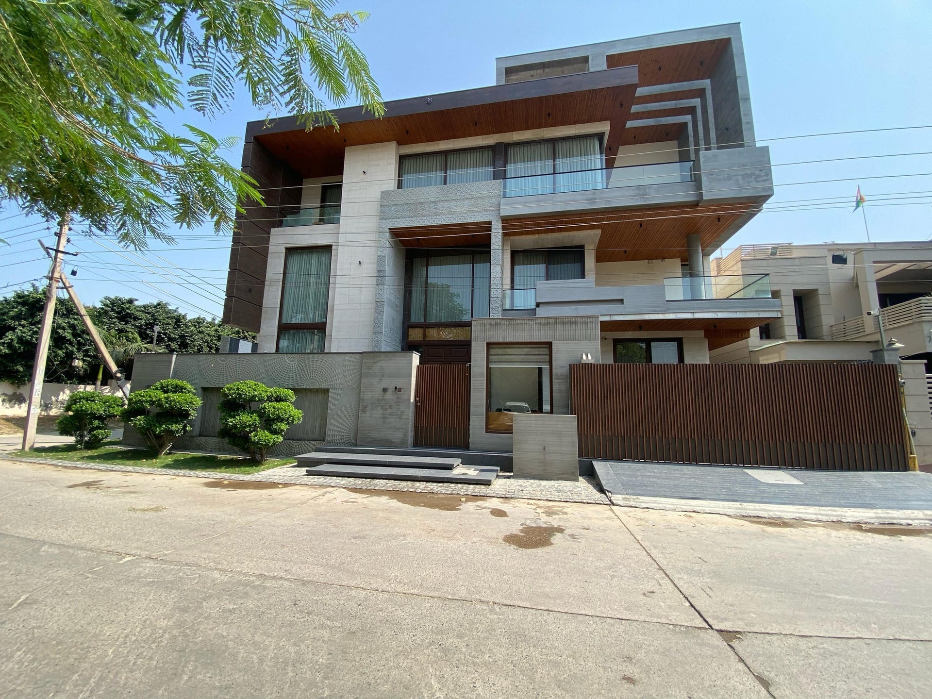 Residence at Sector 14, Faridabad — street elevation of the completed house